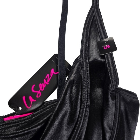 NWT La Senza Women's Satin Underwire Cutout Thong Bodysuit Teddy Black Large - Picture 3 of 14